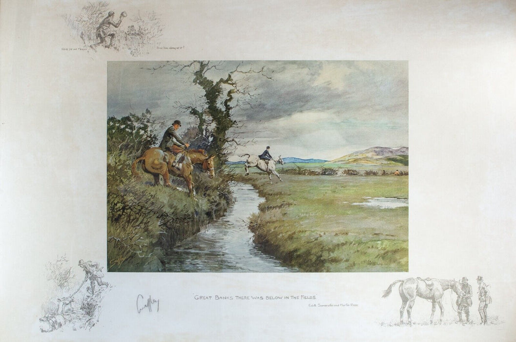 SNAFFLES, CHARLES JOHNSON PAYNE, 'GREAT BANKS, BELOW THE FIELDS', PRINT, SIGNED