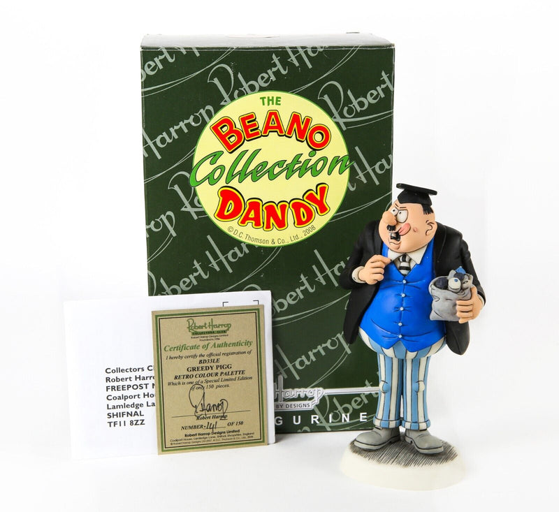 ROBERT HARROP 'GREEDY PIGG' LIMITED EDITION BEANO DANDY FIGURE MODEL BD33LE, BOXED
