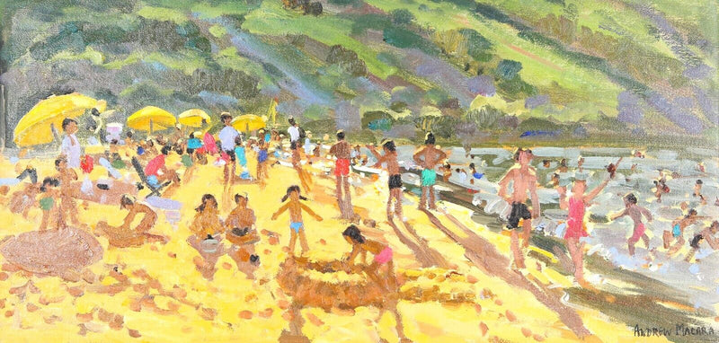 ANDREW MACARA NEAC 'RAMLA BEACH, MALTA' 2013 ORIGINAL OIL PAINTING, SIGNED