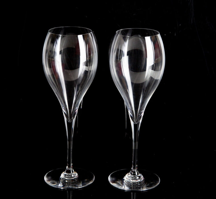 BACCARAT - PAIR OF CRYSTAL FLUTE GLASSES 21cm, BOXED
