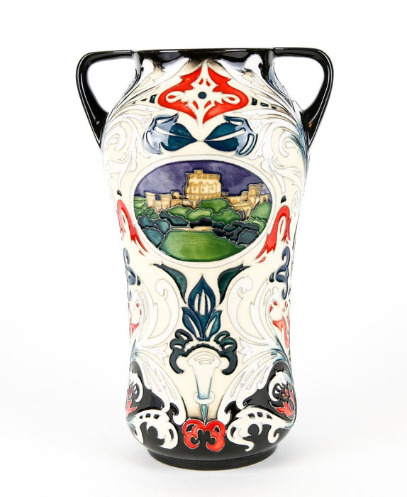 MOORCROFT POTTERY 'WINDSOR CASTLE' 2015 PAUL HILDITCH TWIN-HANDLED TRIAL VASE