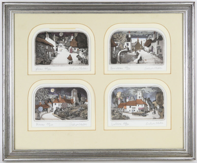 GRAHAM CLARKE 'PHEW, BRIMSTONE, BONZO, WALKIES' LIMITED EDITION ETCHING PRINTS