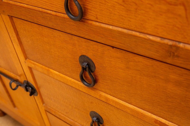 ROBERT 'MOUSEMAN' THOMPSON OF KILBURN SOLID OAK WELSH DRESSER SIDEBOARD BOOKCASE
