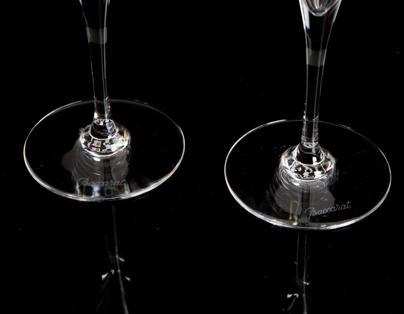 BACCARAT - PAIR OF CRYSTAL FLUTE GLASSES 21cm, BOXED