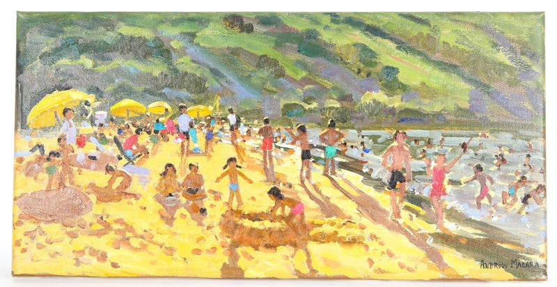 ANDREW MACARA NEAC 'RAMLA BEACH, MALTA' 2013 ORIGINAL OIL PAINTING, SIGNED