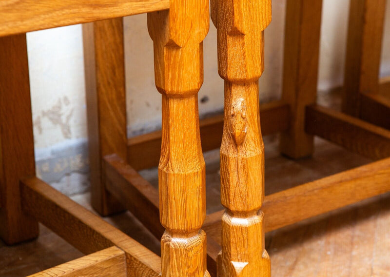 ROBERT 'MOUSEMAN' THOMPSON OF KILBURN - SET OF 4 OAK LATTICE HALL DINING CHAIRS