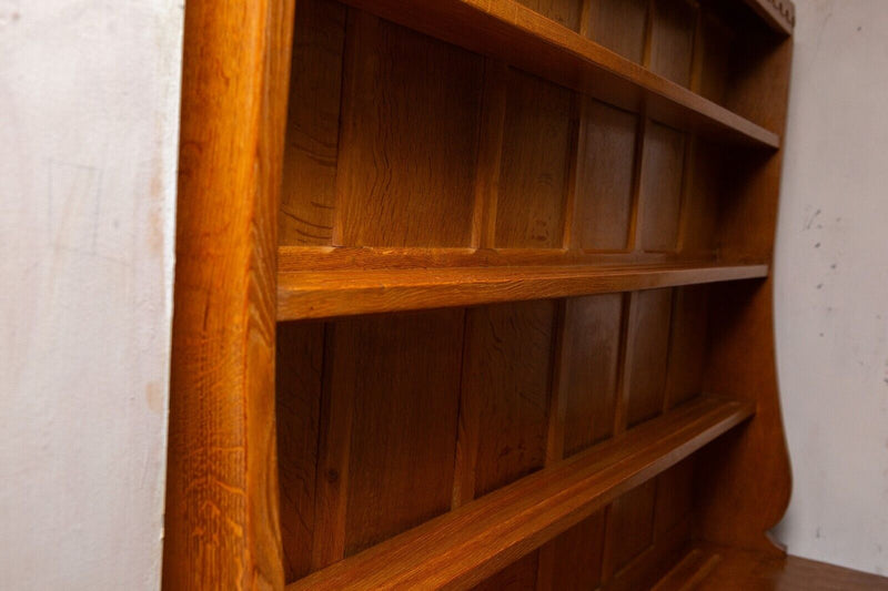 ROBERT 'MOUSEMAN' THOMPSON OF KILBURN SOLID OAK WELSH DRESSER SIDEBOARD BOOKCASE