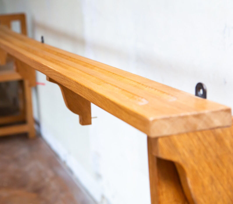 ROBERT 'MOUSEMAN' THOMPSON OF KILBURN - SOLID ADZED OAK WALL SHELF SHELVING UNIT