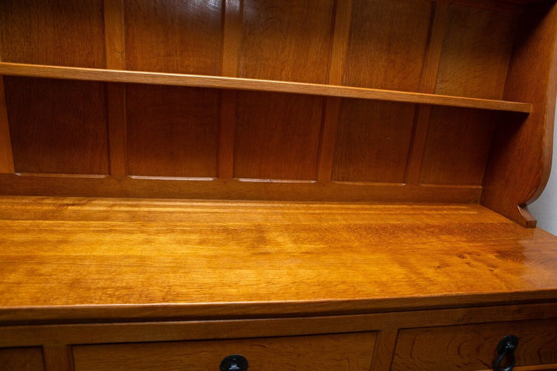 ROBERT 'MOUSEMAN' THOMPSON OF KILBURN SOLID OAK WELSH DRESSER SIDEBOARD BOOKCASE