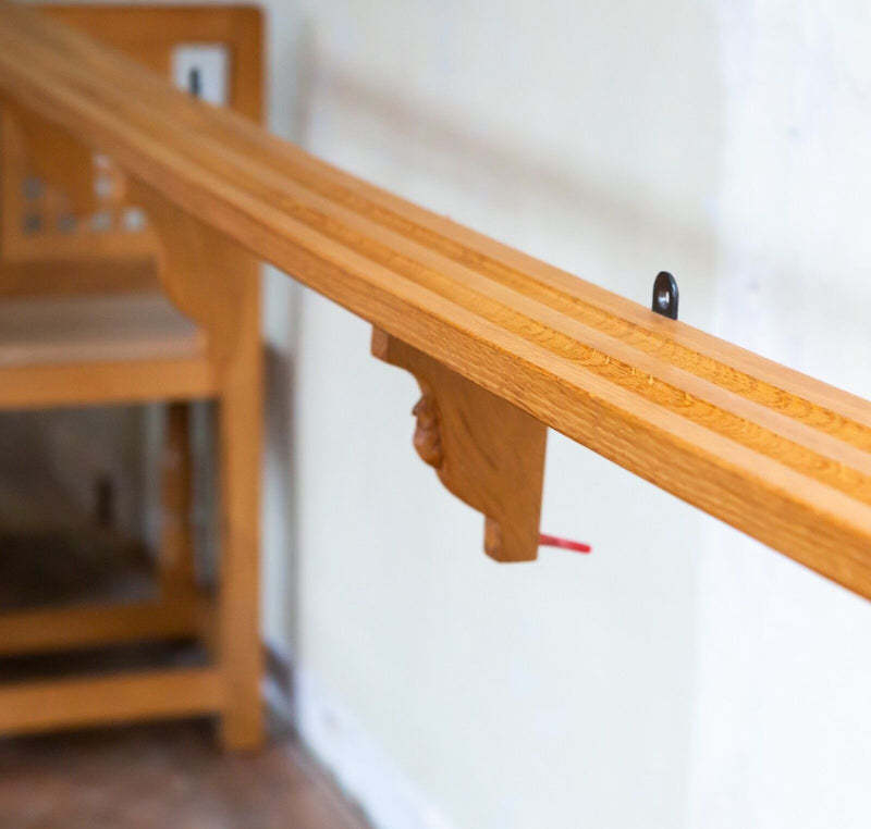 ROBERT 'MOUSEMAN' THOMPSON OF KILBURN - SOLID ADZED OAK WALL SHELF SHELVING UNIT