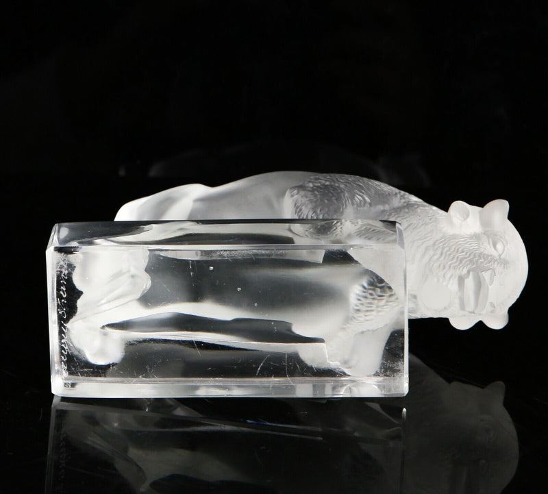 LALIQUE FRANCE - BULL BISON BUFFALO CRYSTAL GLASS PAPERWEIGHT MODEL SCULPTURE