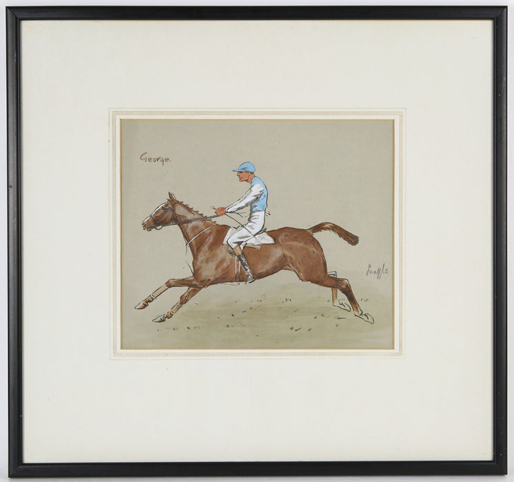 SNAFFLES, CHARLES JOHNSON PAYNE, 'GEORGE', COLOUR HORSE RACING PRINT, SIGNED