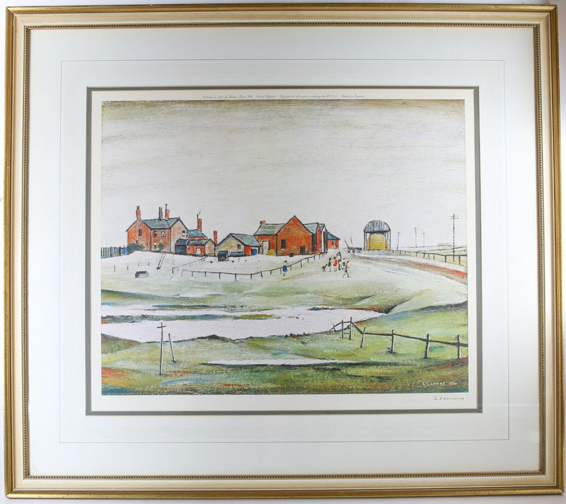 L.S. LOWRY, 'LANDSCAPE WITH FARM BUILDINGS', SIGNED LIMITED EDITION PRINT, 198/850