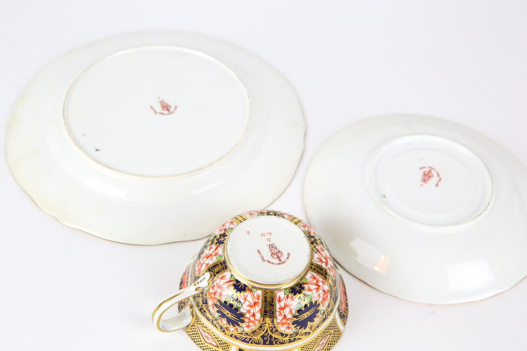 ROYAL CROWN DERBY - JAPANESE OLD IMARI TEA CUP SAUCER PLATE DISH TRIO