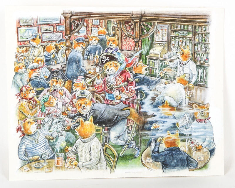 GRAHAM OAKLEY, FOX PRIATES IN THE PUB, ORIGINAL FOXBURY FORCE ARTWORK PAINTING