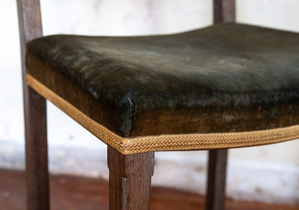 KING GEORGE VI - ORIGINAL 1937 ROYAL CORONATION CHAIR STOOL, LIMED OAK & VELVET