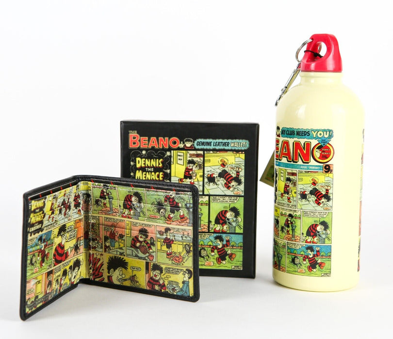 BEANO, DENNIS THE MENACE - WILD & WOLF COLLECTION LEATHER WALLET & WATER BOTTLE