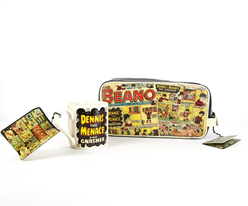 BEANO, DENNIS THE MENACE - WILD & WOLF VINTAGE COLLECTION WASH BAG & DRINKING MUG