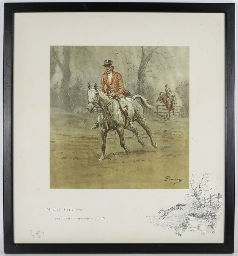 SNAFFLES, CHARLES JOHNSON PAYNE, 'MERRY ENGLAND', COLOUR HORSE HUNT PRINT SIGNED