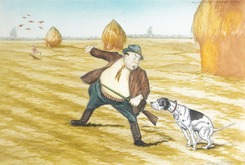 BORIS O'KLEIN 'C'EST BIEN LE MOMENT' FRENCH COMICAL DOG ETCHING PRINT, SIGNED