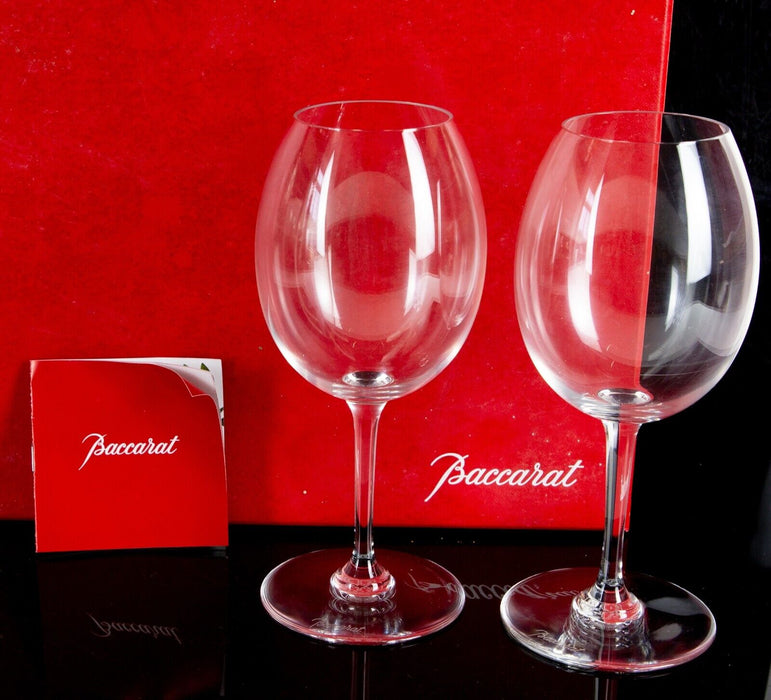 BACCARAT - PAIR OF CRYSTAL WINE GLASSES 17cm, BOXED