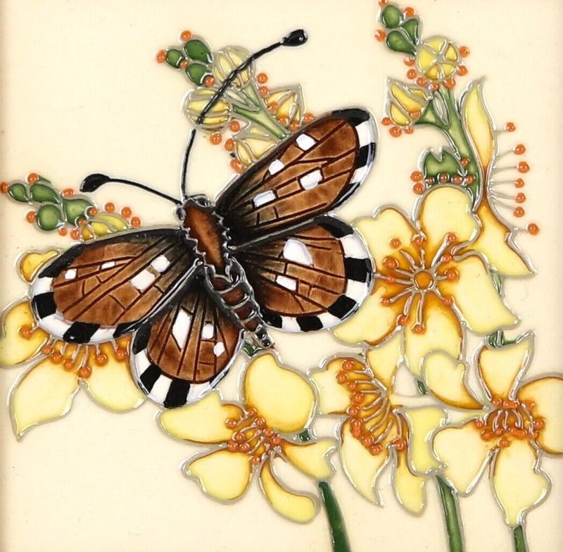 MOORCROFT POTTERY 2014 BUTTERFLY FLORAL FLOWER PLAQUE