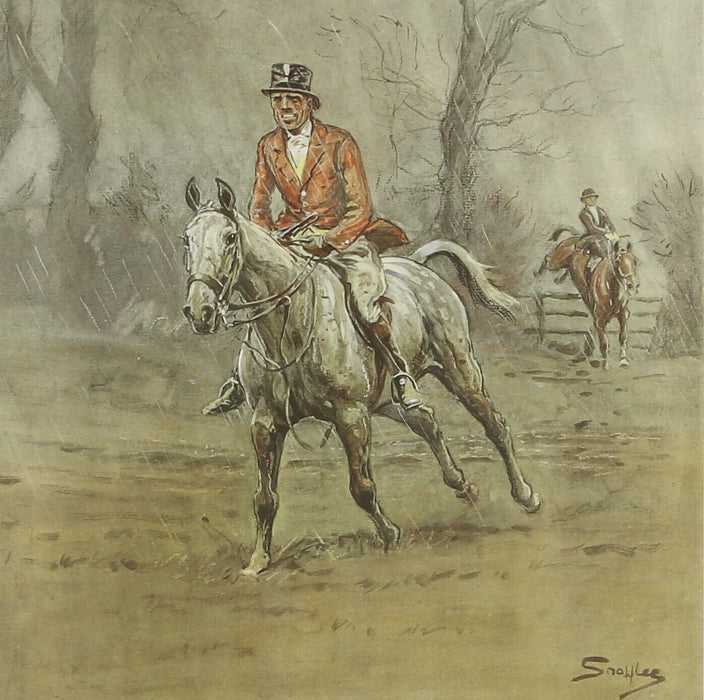 SNAFFLES, CHARLES JOHNSON PAYNE, 'MERRY ENGLAND', COLOUR HORSE HUNT PRINT SIGNED