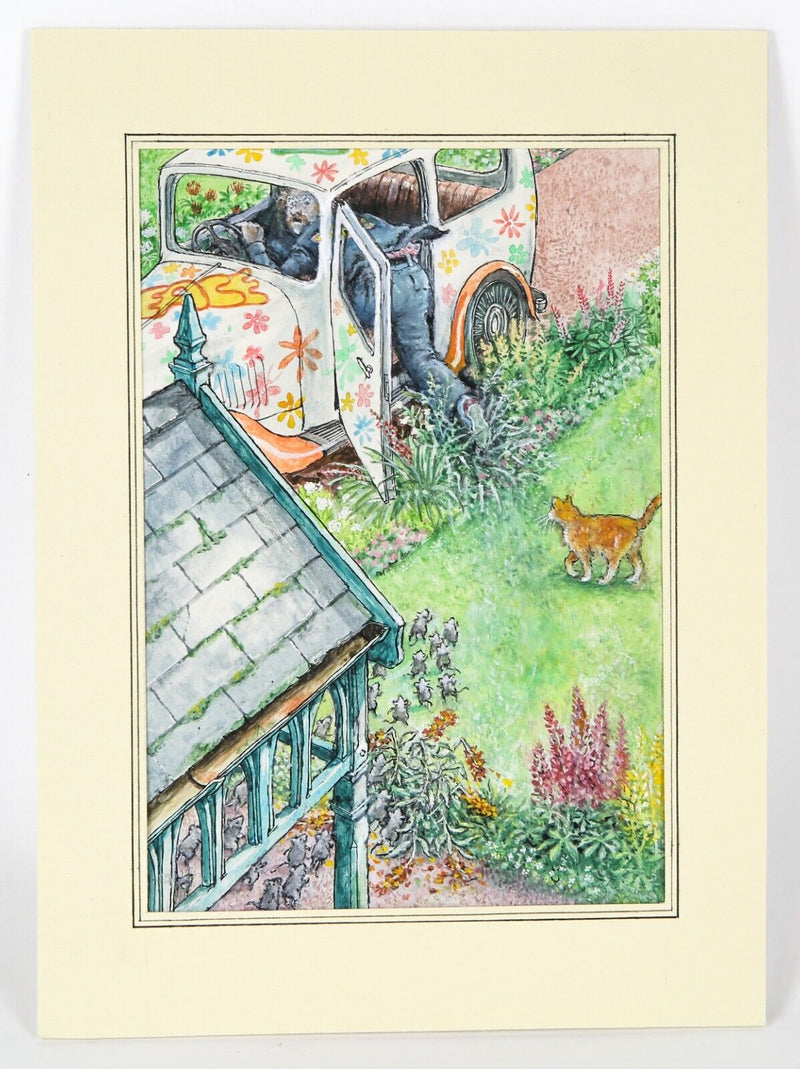 GRAHAM OAKLEY, SAMPSON & CHURCH MICE CHASE VICAR, ORIGINAL WATERCOLOUR ARTWORK