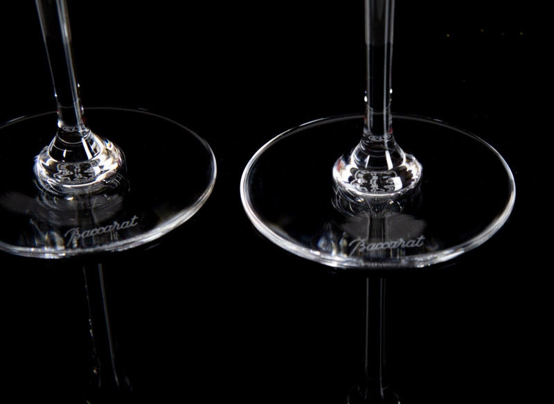 BACCARAT - PAIR OF CRYSTAL WINE GLASSES 17cm, BOXED