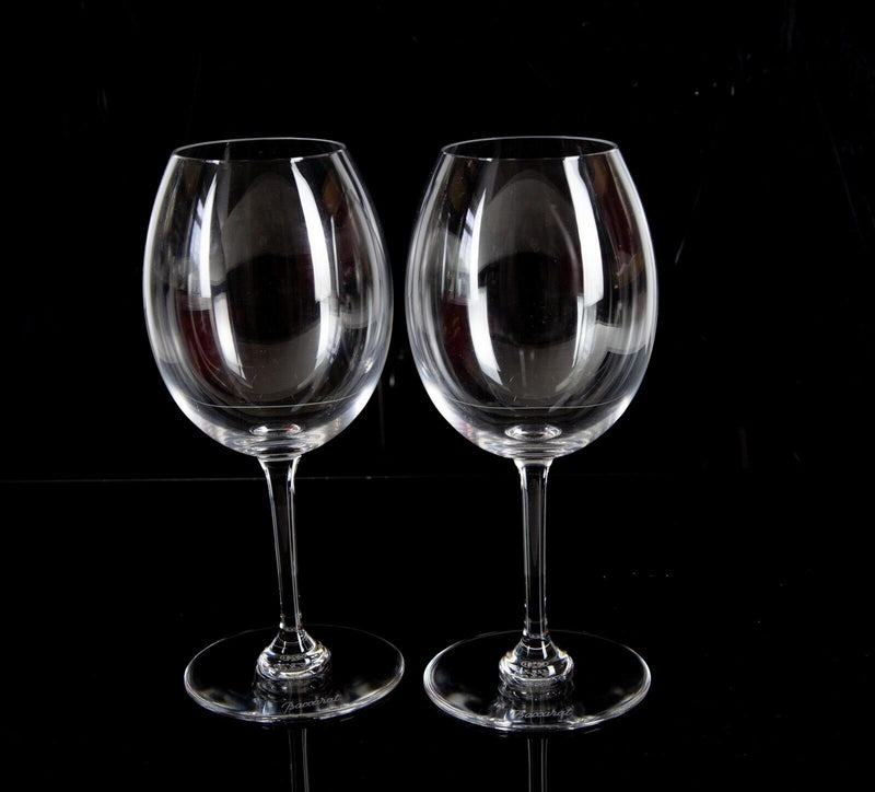 BACCARAT - PAIR OF CRYSTAL WINE GLASSES 17cm, BOXED