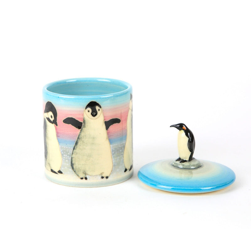 SALLY TUFFIN for DENNIS CHINA WORKS - PENGUIN FIGURAL JAR POT BARREL ORNAMENT