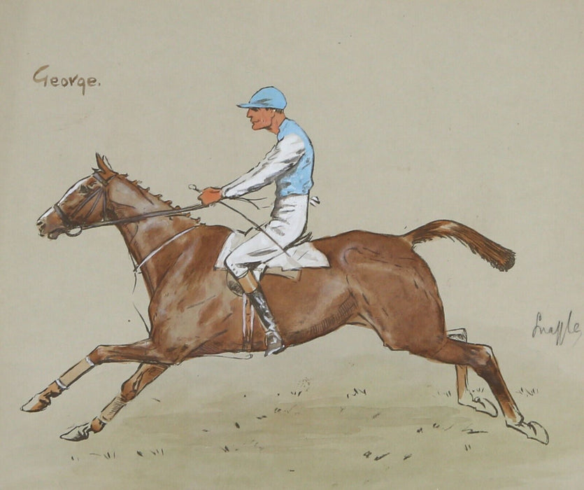 SNAFFLES, CHARLES JOHNSON PAYNE, 'GEORGE', COLOUR HORSE RACING PRINT, SIGNED